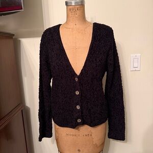 Vintage Fia Italia Sport Black Eyelash Knit Cardigan